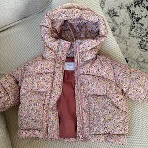 Zara floral printed puffer jacket